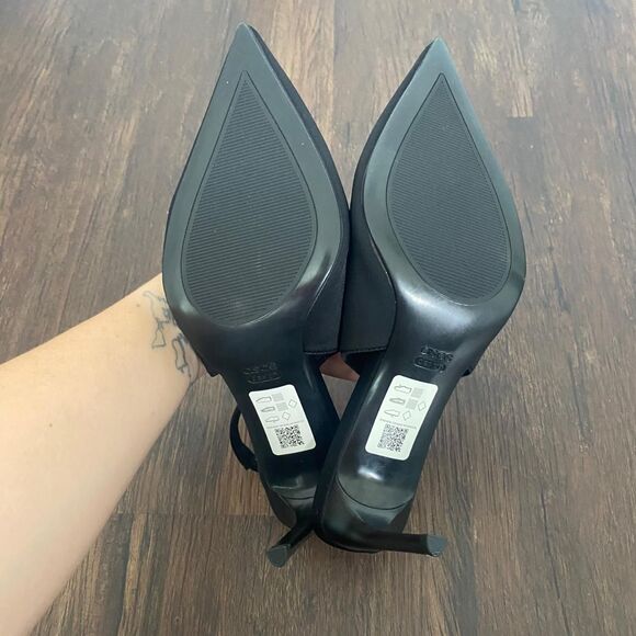 Asos Design Preppy Black Slingback Stiletto Pointy High Heels Wide Fit US 8 - Picture 4 of 6